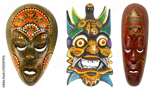 vintage african mask on a white background