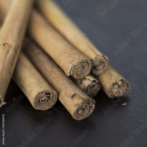 Closeup of dried brown cinnamon sticks