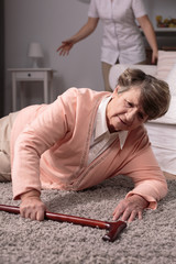 Woman fall on floor
