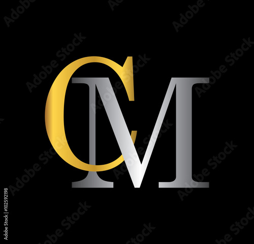 CM initial letter with gold and silver