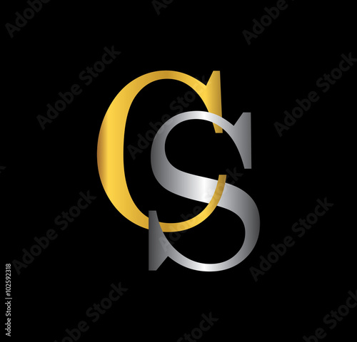 CS initial letter with gold and silver