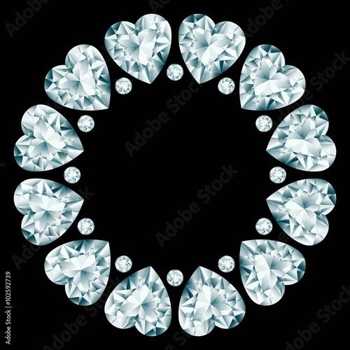 Diamond round frame on black background