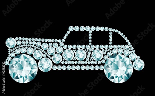 Retro car made of diamonds