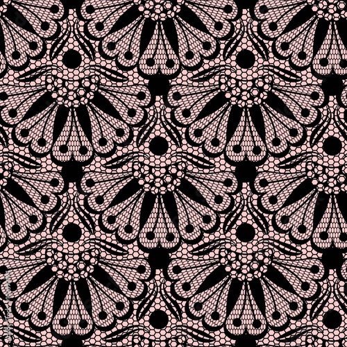 Seamless flower lace pattern on pink background