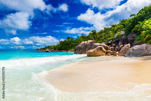 Anse Lazio beach, Praslin island. The Seychelles