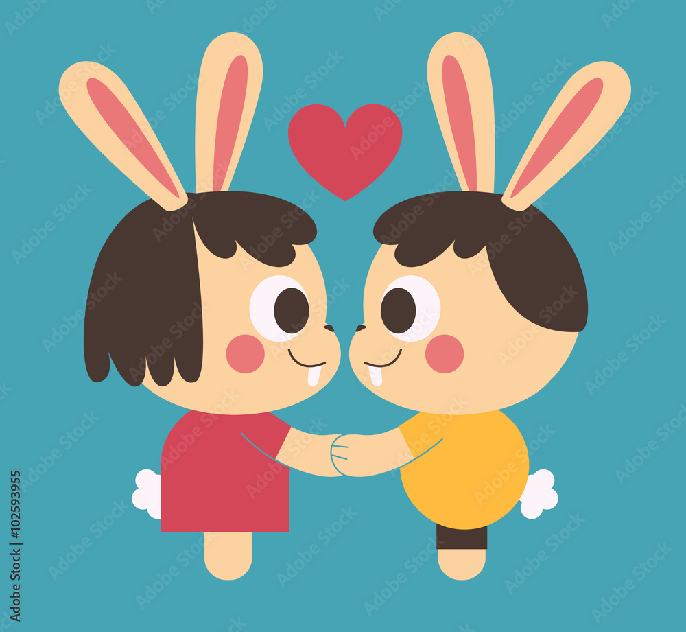 Bunny Couple Holding Hands Bunny Couple Holding Hands