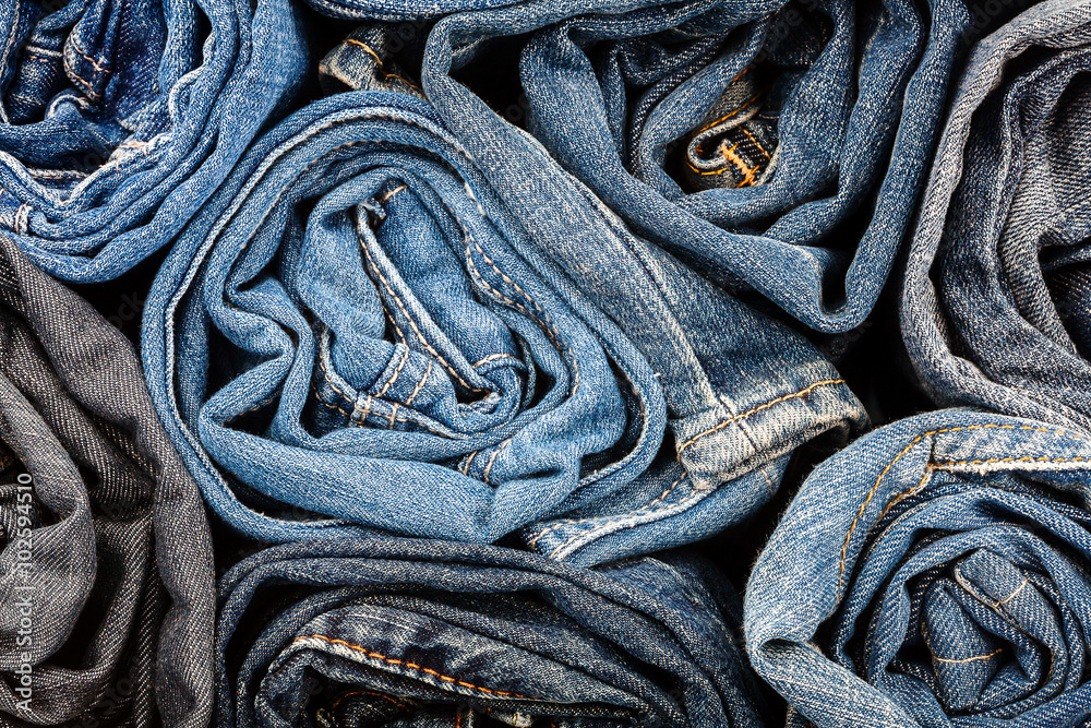 Stack of blue jeans Stack of blue jeans
