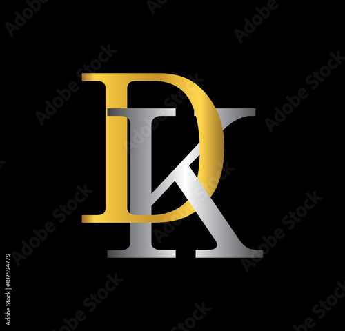 DK initial letter with gold and silver