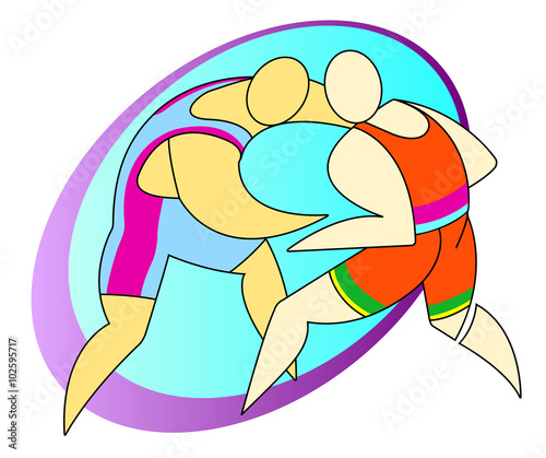 Two wrestlers illustration
