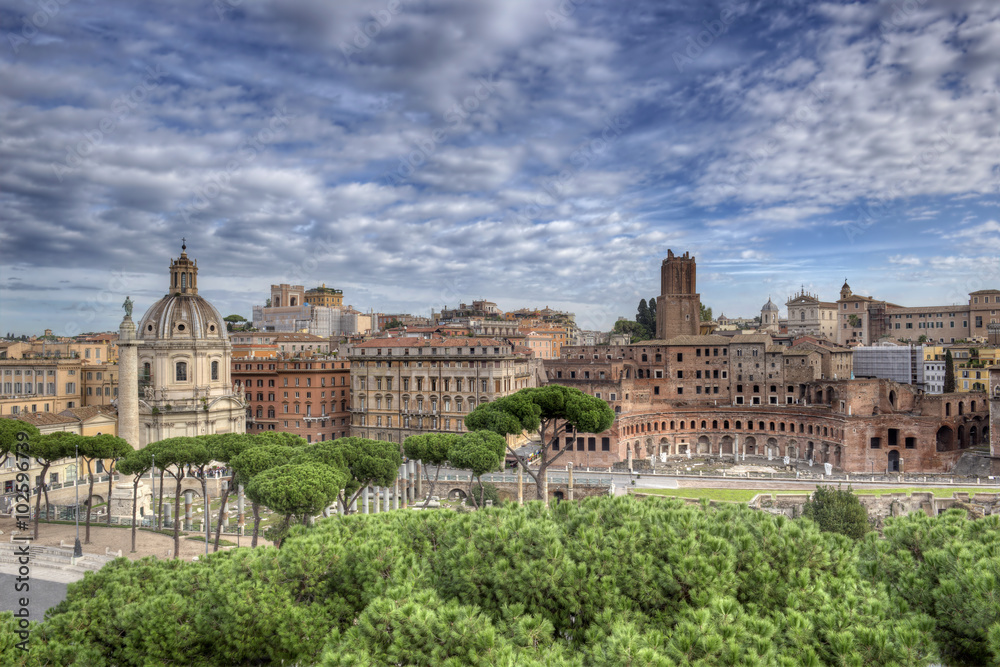 Imperial Fora in Rome Wide View