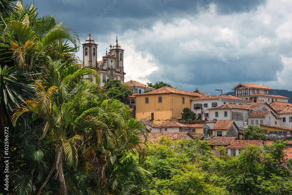 View of the unesco world heritage city of Ouro Preto in Brazil