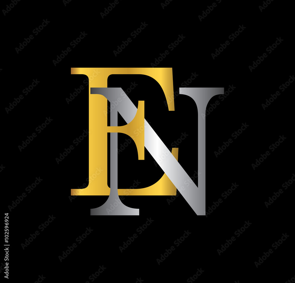 EN initial letter with gold and silver EN initial letter with gold and silver