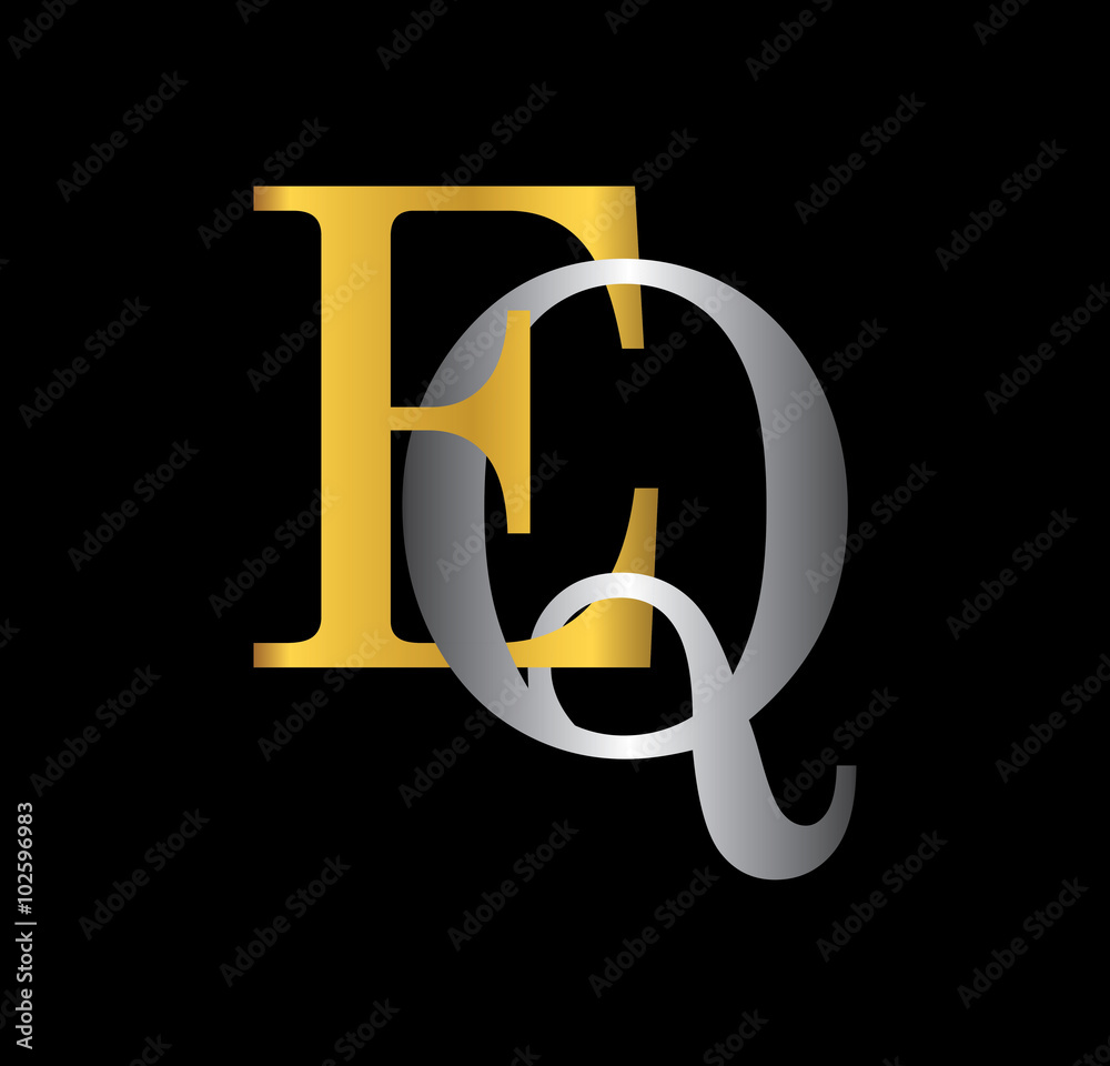 EQ initial letter with gold and silver