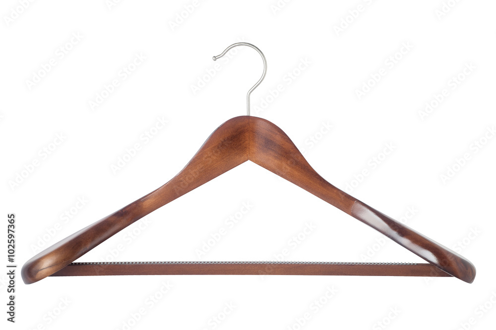Wooden coat hanger isolated on white background Wooden coat hanger isolated on white background