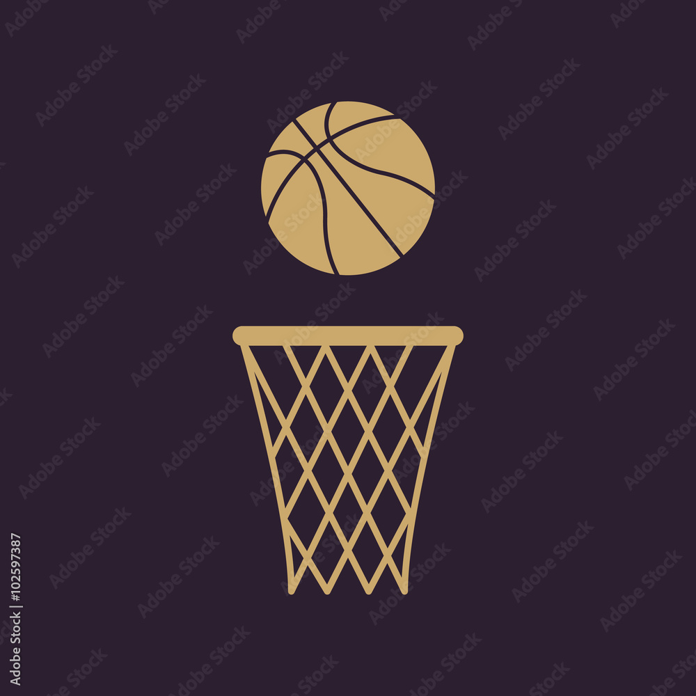 The basketball icon. Game symbol. Flat