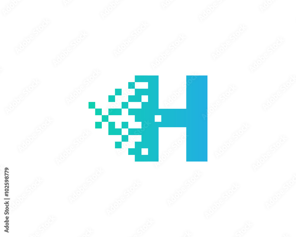 Letter H Pixel Motion Logo Design Template Letter H Pixel Motion Logo Design Template
