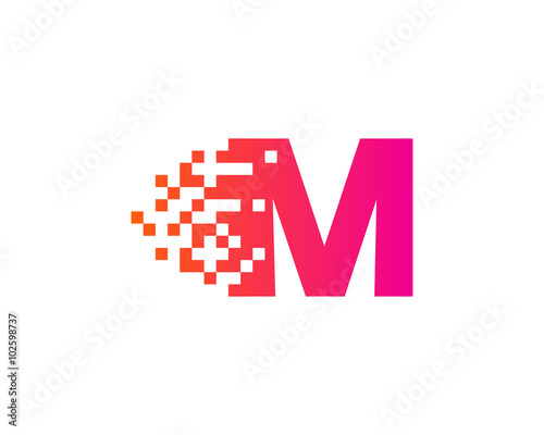 Letter M Pixel Motion Logo Design Template
