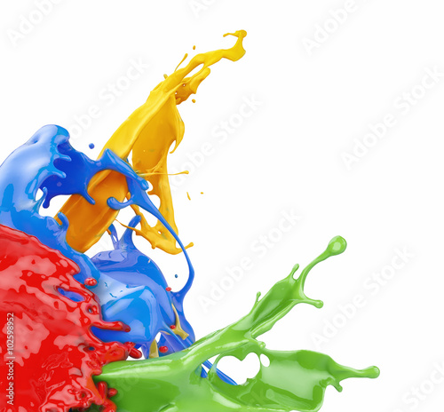 splashing colors on white background photo