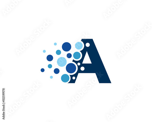 Letter A Pixel Dot Circle Logo Design Template