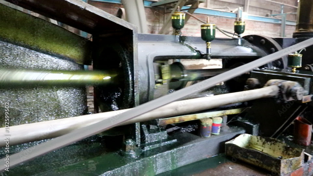 steam power engine working in old agriculture factory