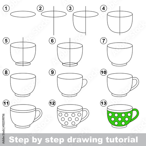 Big tea cup. Drawing tutorial.