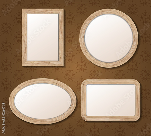 Wood tree frame for portrait white set 1