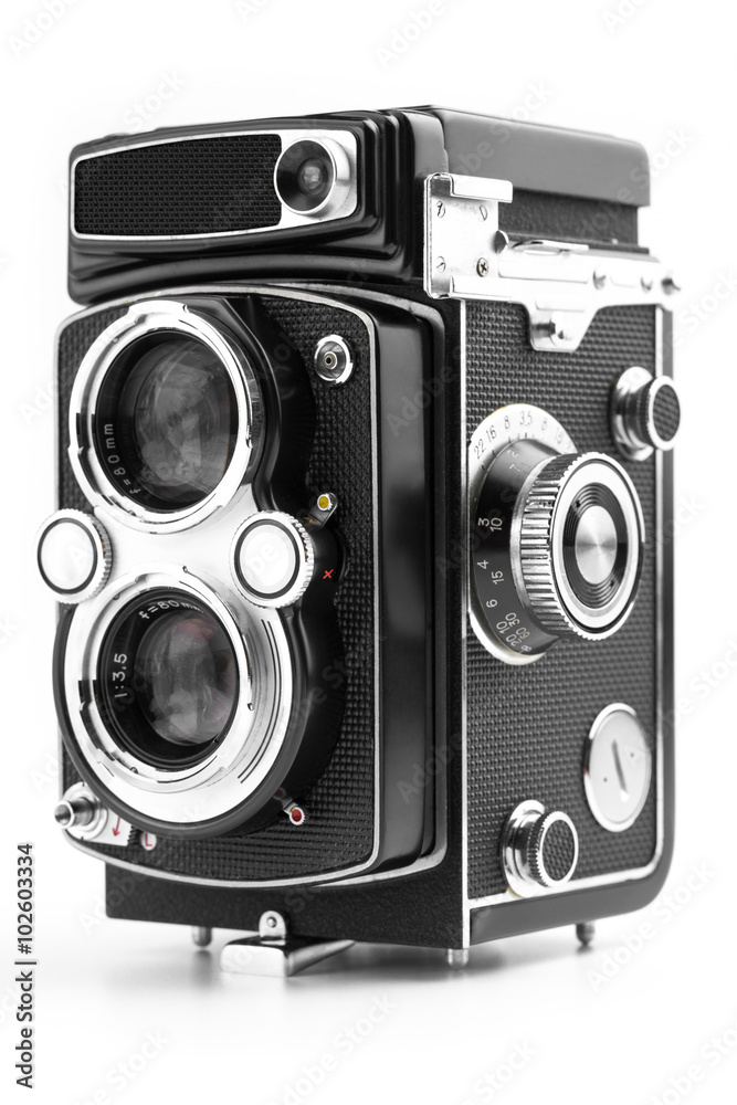 Vintage camera isolated on white background