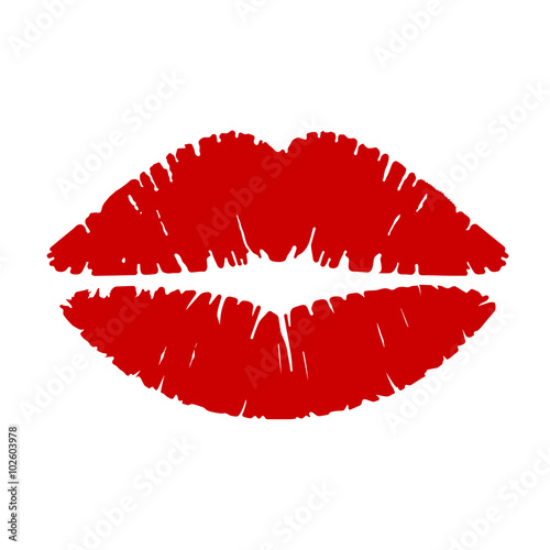 Red lipstick isolated on white background.