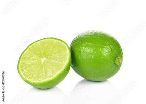 Lime slices isolated on white background