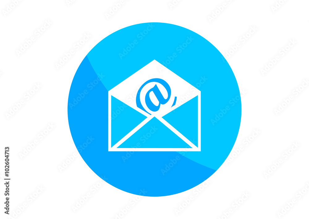 Round envelope icon on white background Round envelope icon on white background