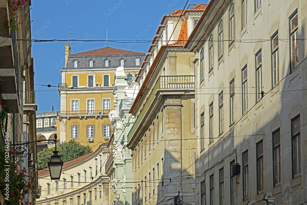 Gebäude in der Baixa, Altstadt von Lissabon / Portugal