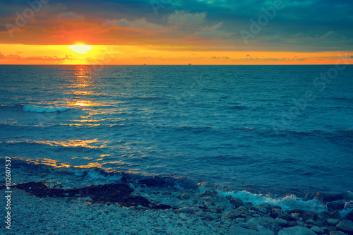 Magic sunset over sea © vvvita