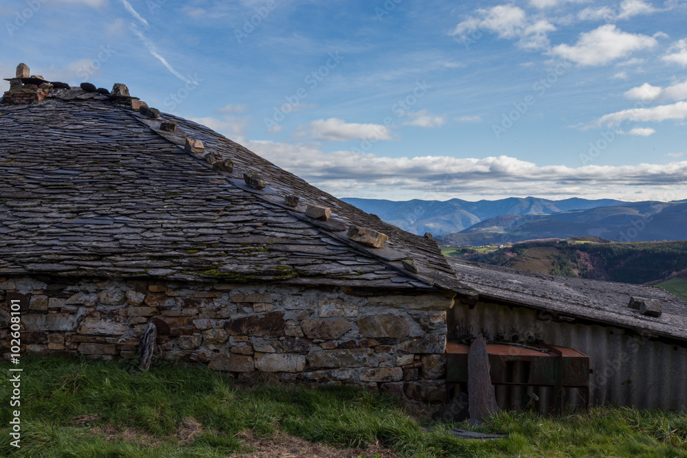 Roof and skyline at the Camino Primitivo at Penafuente, World Heritage