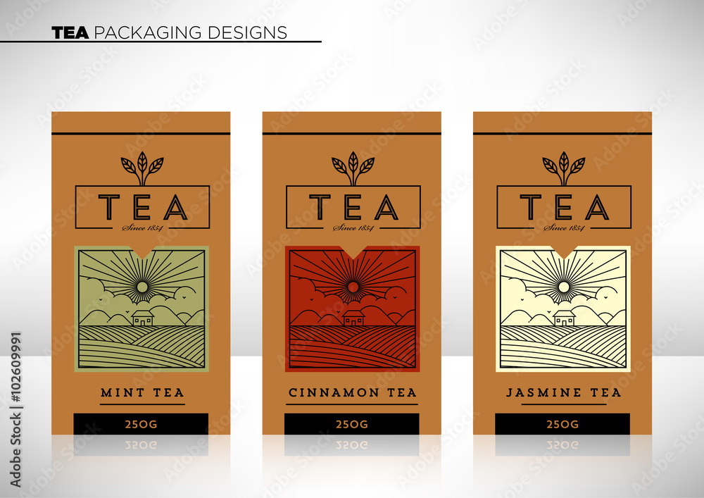 Trendy Vector Tea Packaging Template Trendy Vector Tea Packaging Template