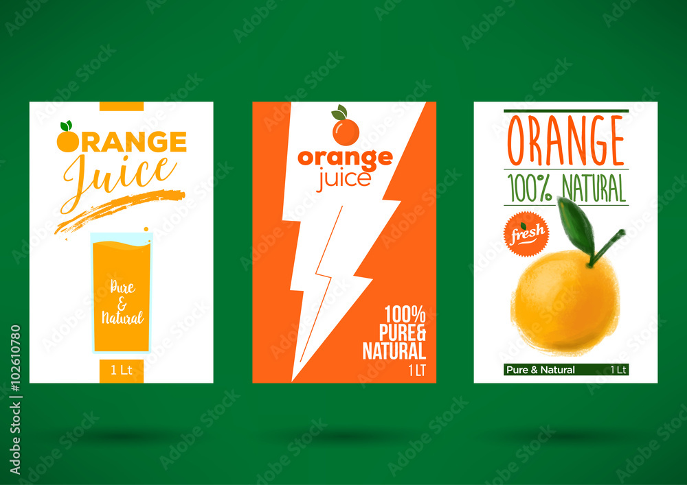 Trendy Vector Orange Juice Label Template Stock Vector | Adobe Stock
