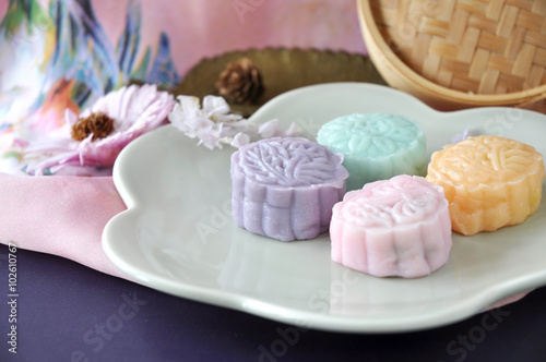 Pieces of Colorful Snow Skin Mooncake