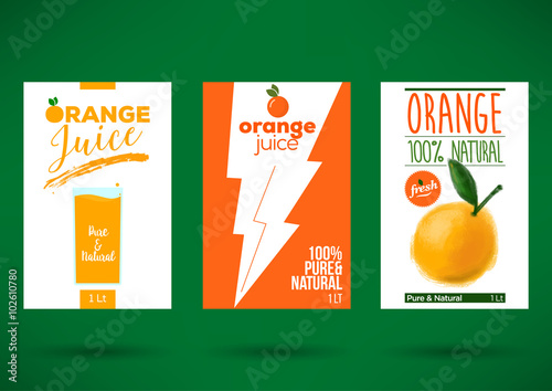 Trendy Vector Orange Juice Label Template