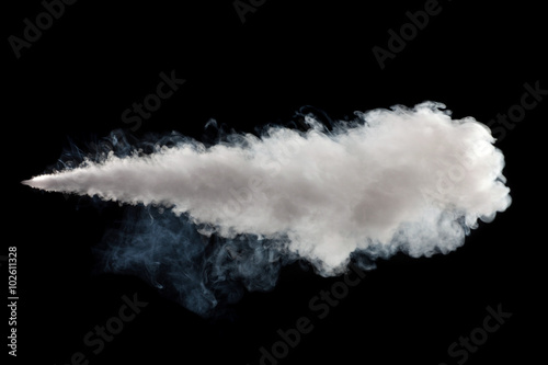 Stream white smoke on black background
 photo