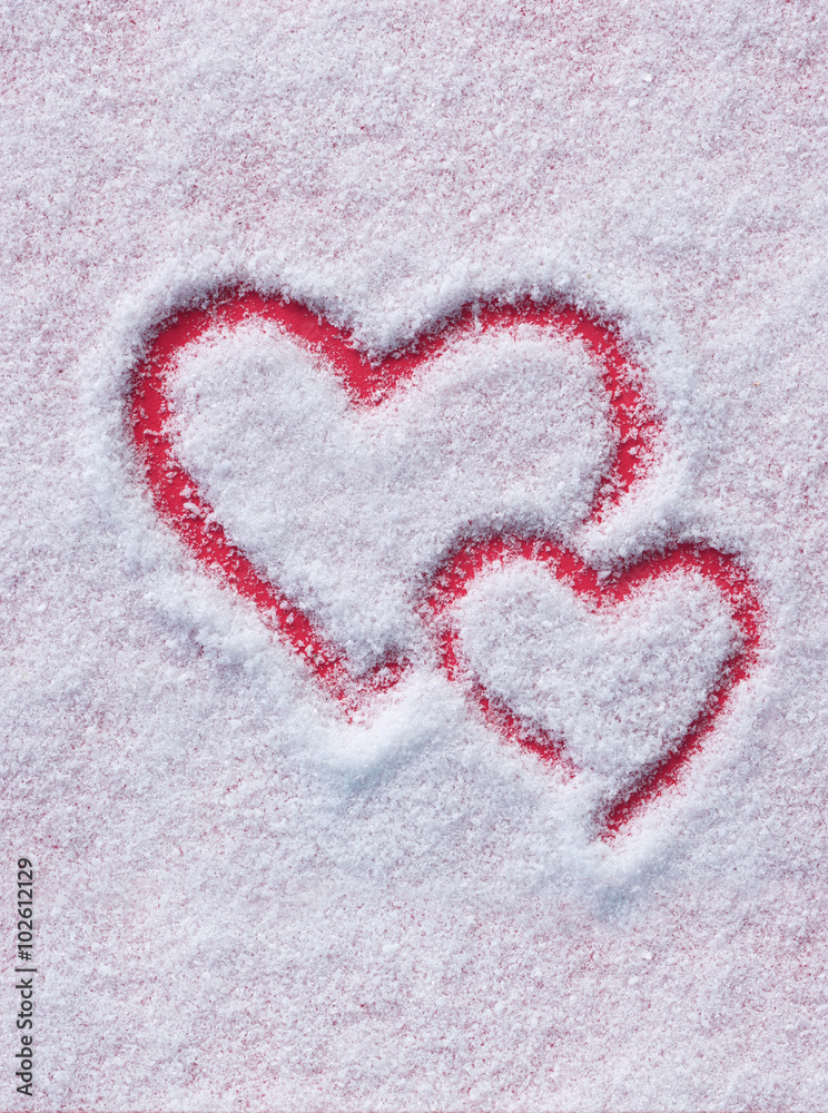Snow background inside a red heart. Happy Valentines day. love concept Snow background inside a red heart. Happy Valentines day. love concept