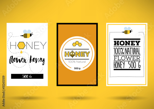 Trendy Vector Honey Label Template