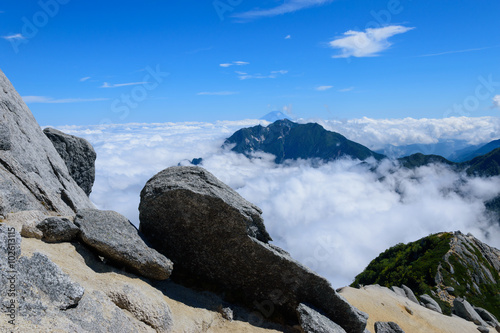 Houou three mountains and Mt.Fuji, view from the peak of Mt.Kaikomagatake in Japan photo