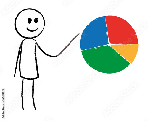 Person zeigt auf Kreisdiagramm