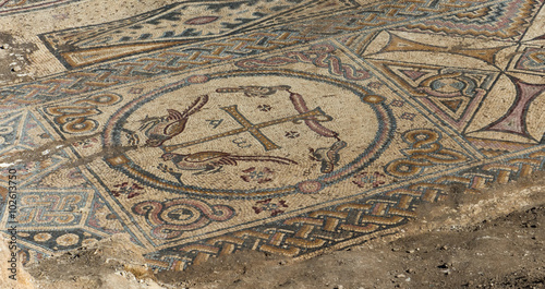 Ancient mosaic, church floor
