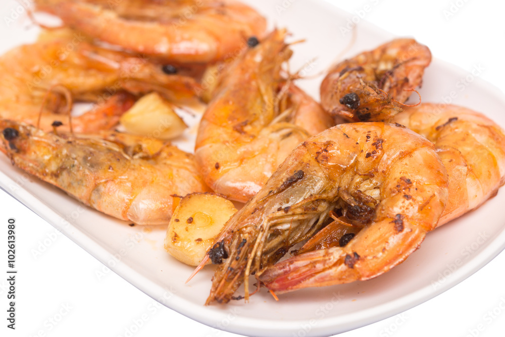 grilled shrimps on plate grilled shrimps on plate