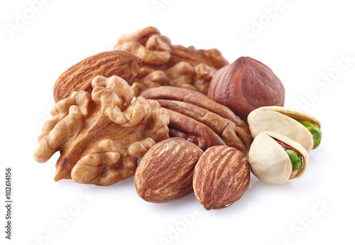 Nuts on a white background