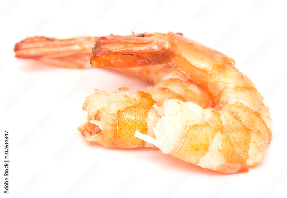 grilled shrimps on white
