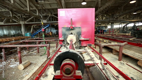 View of cylindering machine processes log photo