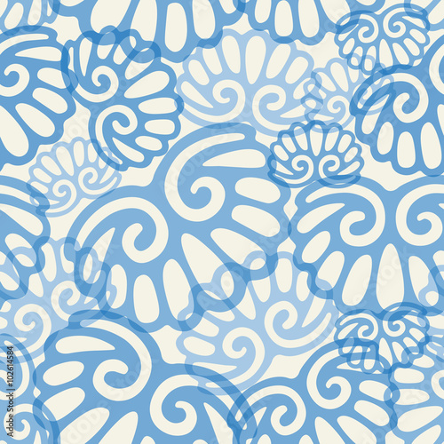 Seamless Floral Seashell Pattern