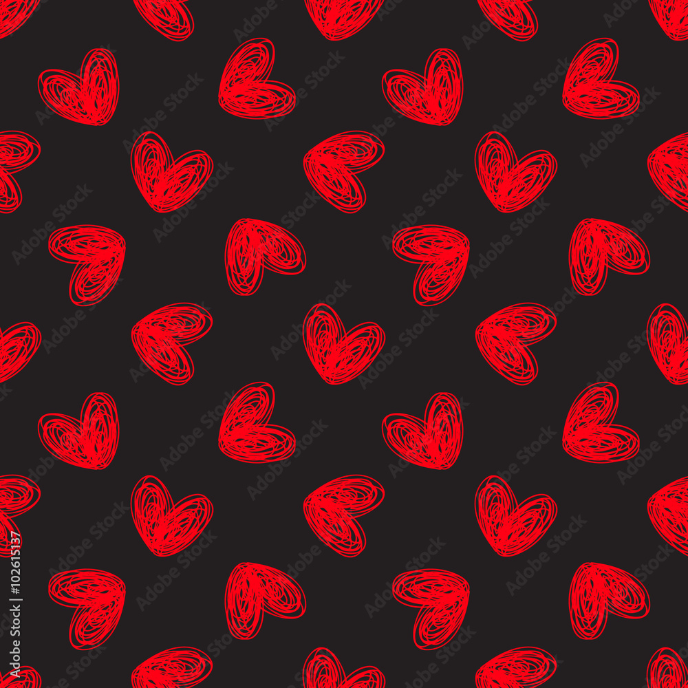 Seamless hand-drawn hearts pattern Seamless hand-drawn hearts pattern