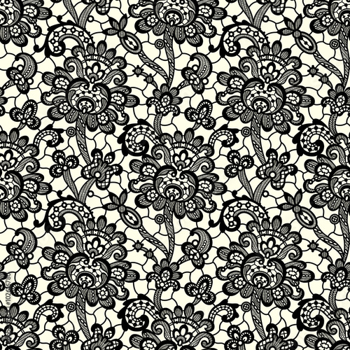 Black Lace Seamless Pattern.